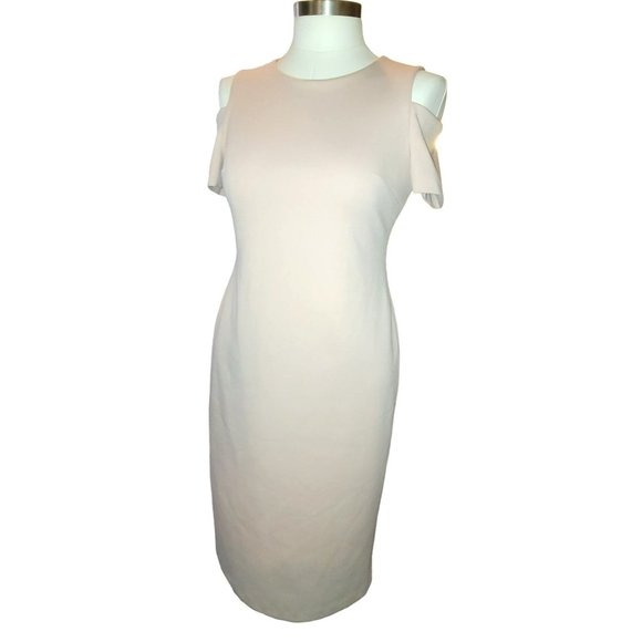 Calvin Klein Pale Pink Dress Cold Shoulder Bodycon Sheath Woman's Size 6 VR601 - Picture 5 of 14